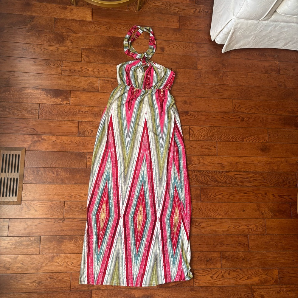 💫 5/$15: Snap Colourful Patterned Maxi Dress with Halter Neck Women’s Size S
